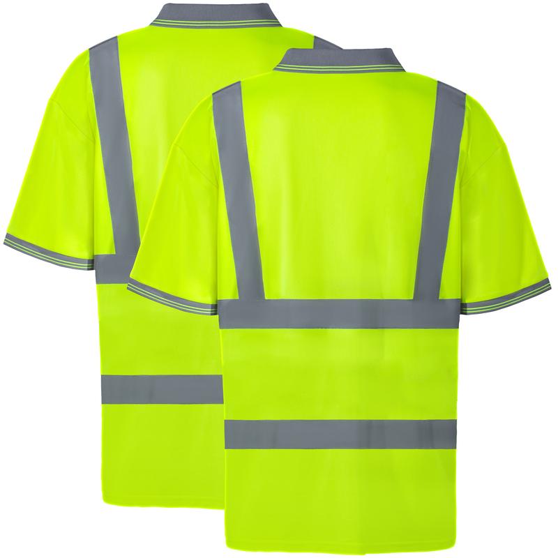 ProtectX High Visibility Short Sleeve Reflective Safety Polo T-Shirt, Heavy Duty Breathable Hi Vis Shirts, For Men And Women