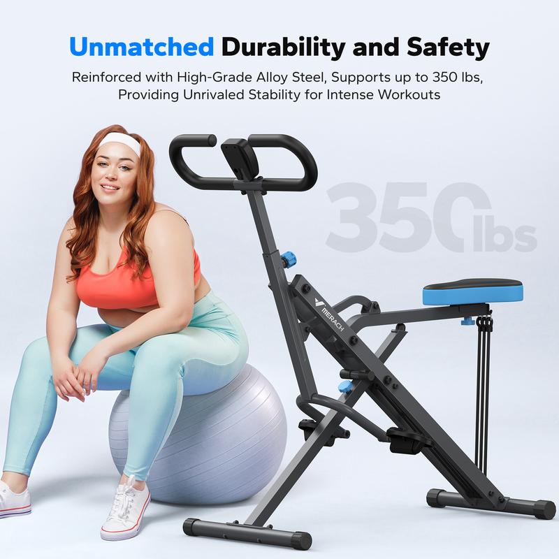 Squat Machine Glutes Workout Adjustable Resistance Foldable Exercise Equipment Leg Exercise Machine with 350lbs Weight Capacity, Rowing Machine