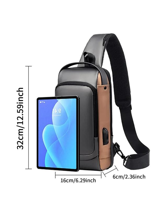 Letter Pattern Zipper Pu Sling Bag with Password Lock for Summer 2024, Waterproof Travel Business Chest Bag, Male Simple All-match Crossbody Bag As Gift, Designer Inspired Bags, 80s Luxury Aesthetic Crossbody Bags Valentine's Day, Gift for Him, Work Bag