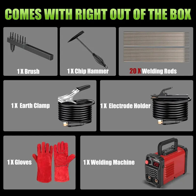 Rods Stick Welder, Super MINI Portable Welding Machine, IGBT Inverter Welder Machine British standard 220V with Hot Start Arc Force Anti-Stick, for 1/16"-1/8" Rod ARC Welder, 2 Chip Hammers (Red) Tool Industrial