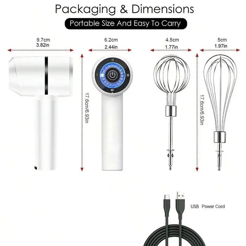 Electric Hand Whisk With USB Charging, Multi-Functional Kitchen Gadget for Baking & Mixing