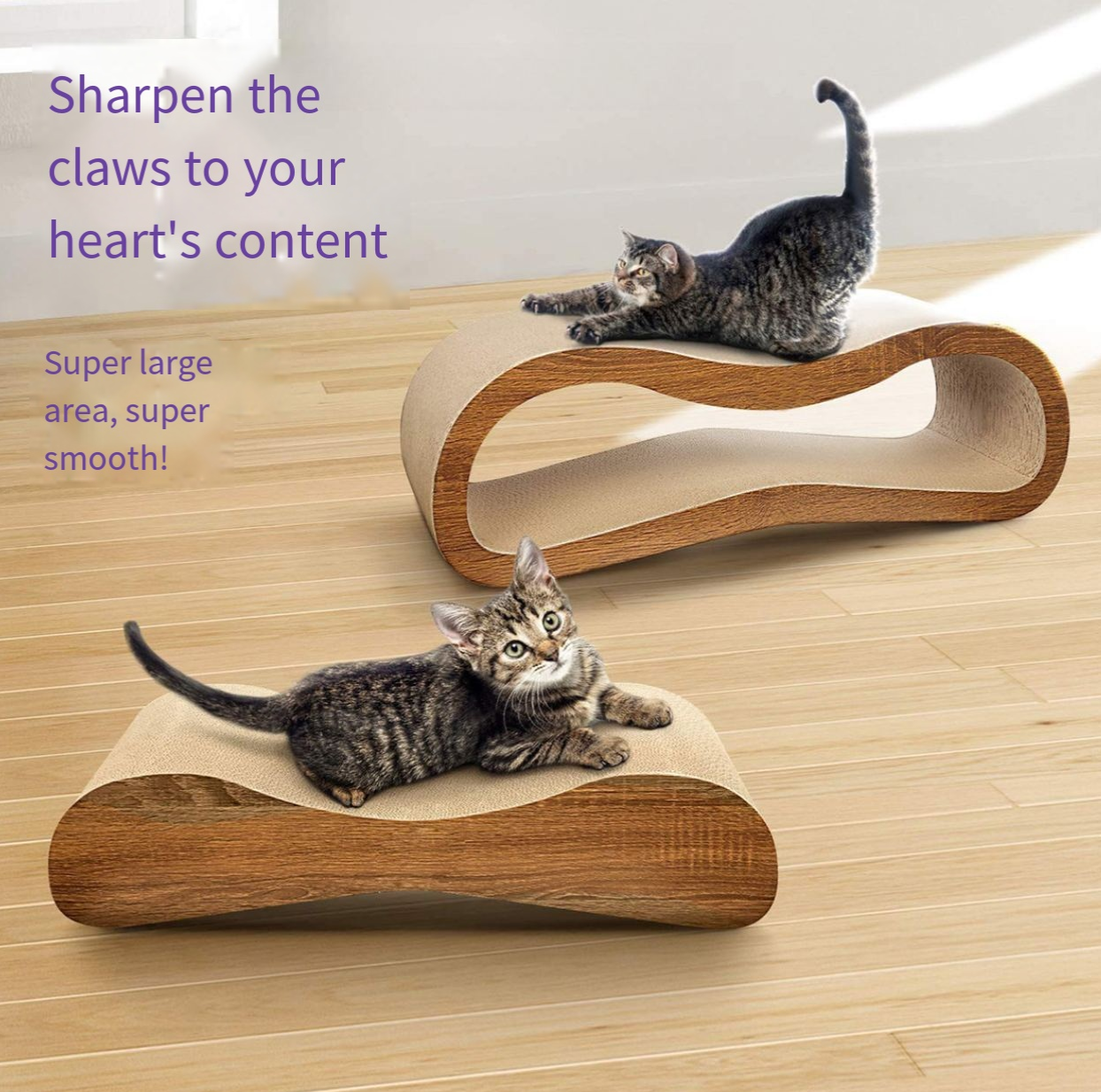FluffyDream2 in 1 Cat Scratcher Cardboard Lounge Bed, Cat Scratching Board– Sofa Saver, Aesthetic Pet Must-Have, Multi-Purpose Furniture, Wood, Kitten