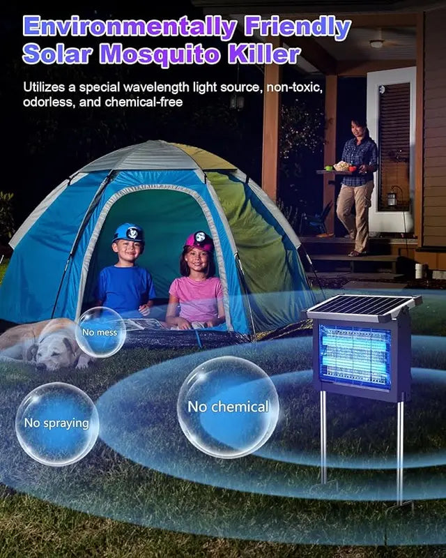 Solar Bug Zapper Outdoor,Waterproof Mosquito killer lamps Zapper with Smart Light Sensor Outdoor Solar-Powered Fly& Insect Trap for Patio, Yard, Camping, Kitchen, or Garage