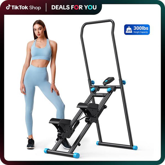 Stair Stepper with Handlebar for Full-Body Workout, 300LBS Capacity, Compact Cardio Climber Exercise Machine with Adjustable Pedals, Vertical Climber for Home Gym, dealsforyoudays