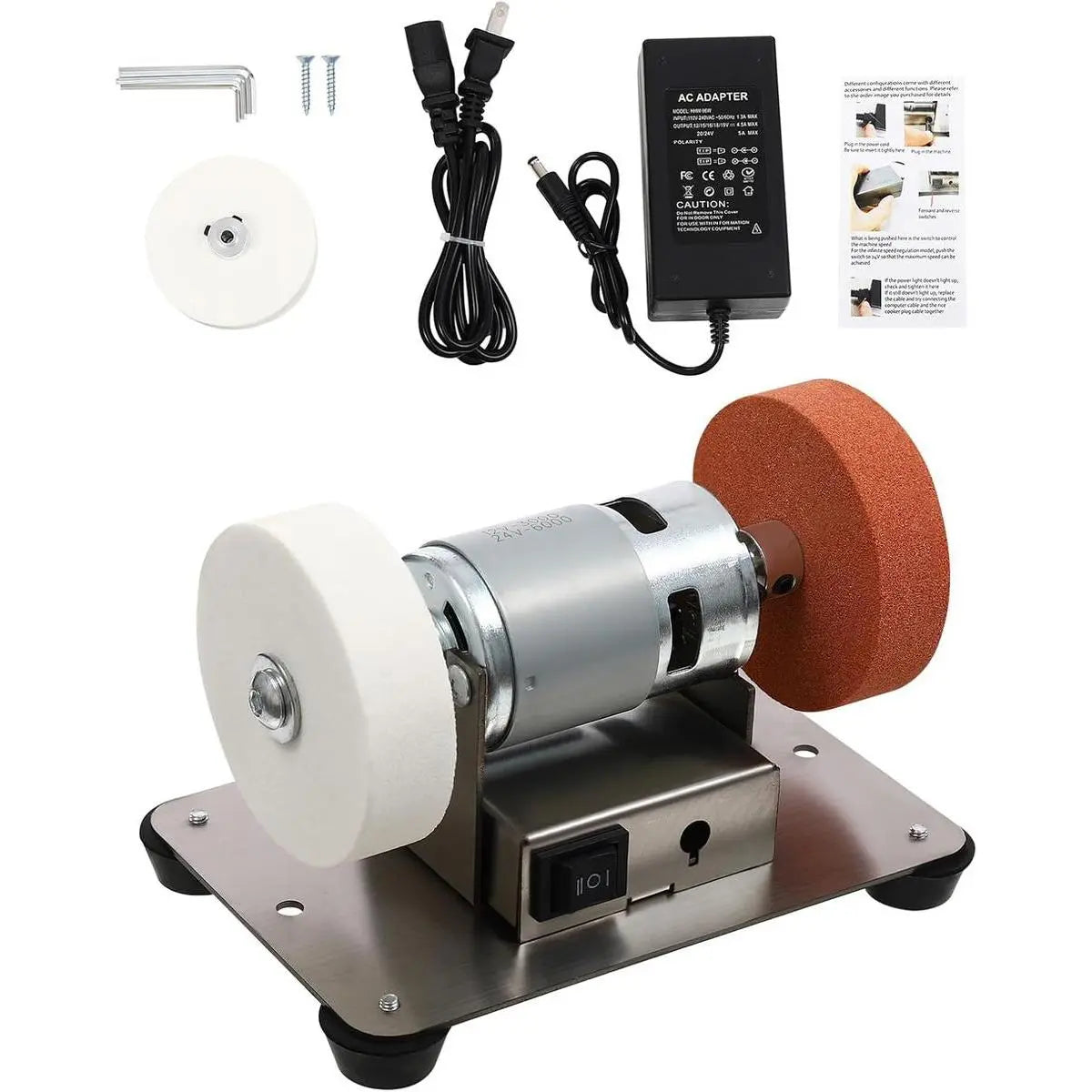 Mini Bench Grinder, Electric Benchtop Sander, Electric Multi-Purpose Grinding Machine, Polishing Grinding Machine Small Grinder for Woodworking Knife Making(6.3 * 3.9 * 3.9in) image 9
