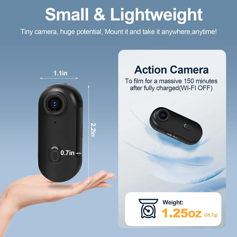 Thumb Action Camera, Thumb POV Portable Body Cam, Tiny Size, Hands Free, Mount Anywhere Magnetic Sport DV, Bike Cycling, Pet, Vlogging Card Water Proof