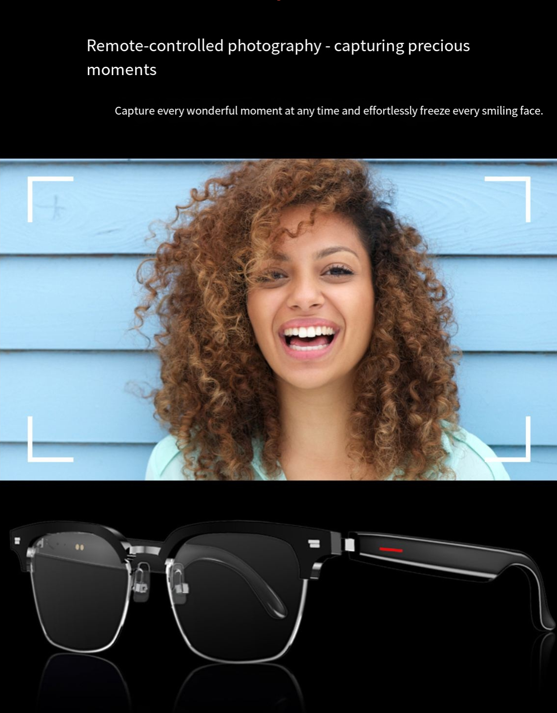 Multifunctional Wearable Smart Glasses, Wireless Headphone Smart Glasses for Listening To Music & Calling, Bluetooth-compatible Creative Sports Smart Glasses