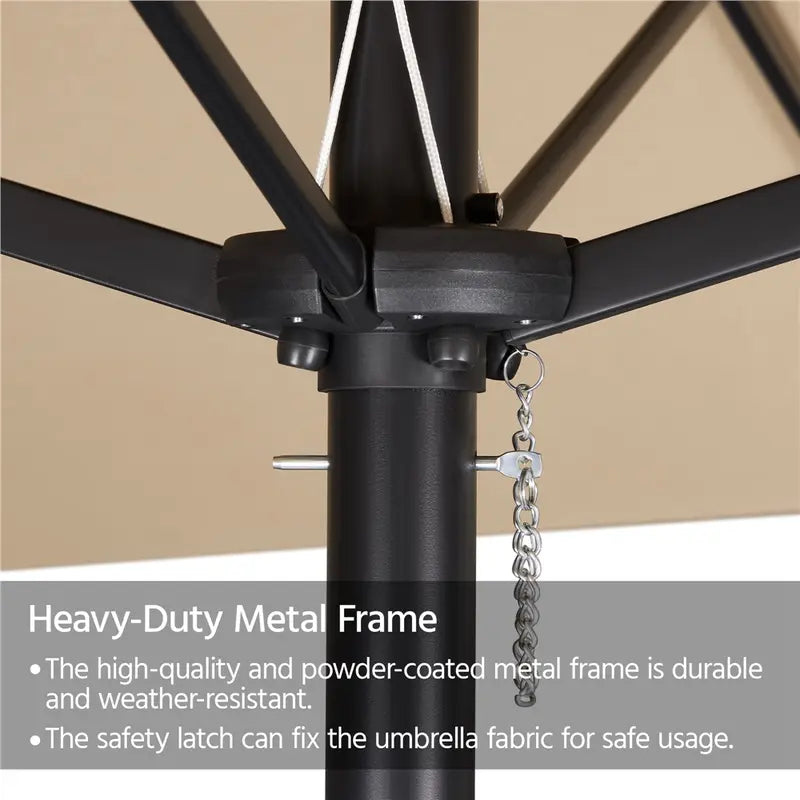 【On Sale】 15ft Heavy Duty Canopy Double Layer Cloth Patio Umbrella with 12 Ribs Hand Crank for Easy Opening 2 Sandbags Outdoor Design for Garden Pool and Lawn