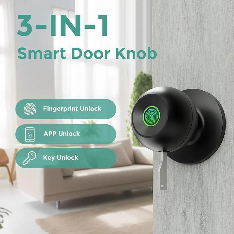 Smart Fingerprint Door Lock, 1pc Smart Lock with Anti-theft Function, Intelligent Door Knob with APP Suitable for Rooms, Offices, Apartments, Warehouses, and Garages Dealsforyoudays Handle Hardware