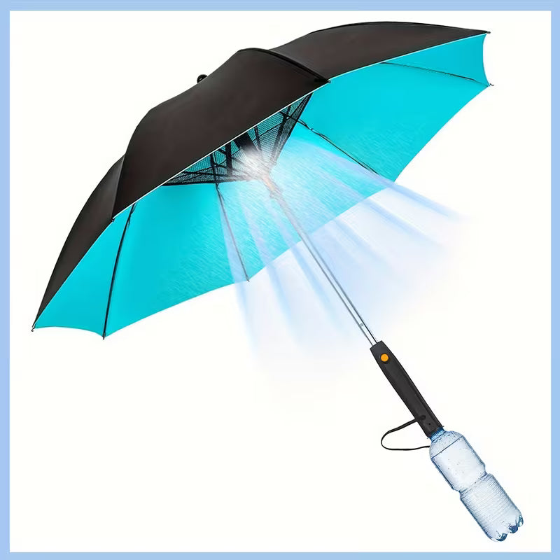 Umbrella with Fan and Mist Spray, Electric Fan Umbrella with Water Spray, Fan, Mist Spray, UV Protection Umbrella, Multifunctional Cooling Umbrella