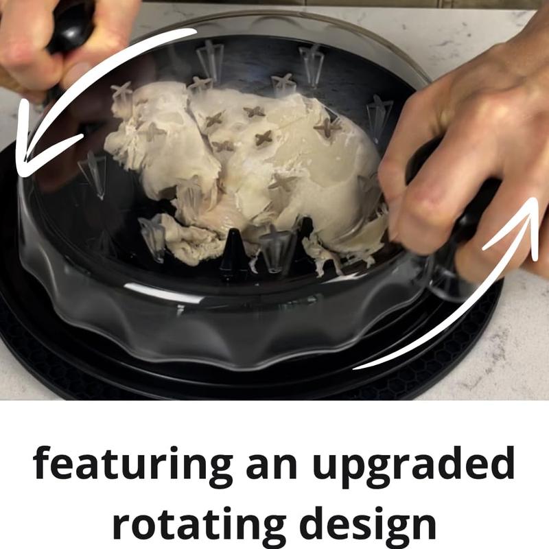 Large Chicken Breast Shredder Tool, Visible Lid Meat Grinder, Anti-Slip Strip, Ergonomic Handle, BPA Free, Perfect Utensils for Pork,Beef,Chicken,Kitchen Gadgets Dishwasher Washable Black Multi-purpose Efficient Great for Families