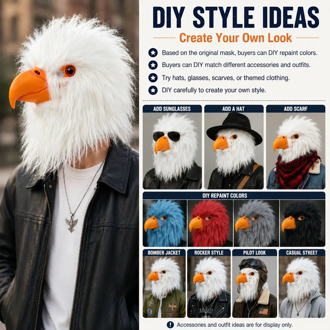Realistic Eagle Masks Latex Hawk Head Helmet Halloween Bird Cosplay Animal Head Mask Party Props for Adults
