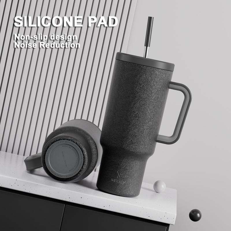 40oz Classic Straw Handle Cup, Multi-grid Ice Cube Mold, Leak-proof Cup Lid, Silicone Handle, Non-slip Noise Reduction Pad At The Bottom, Stainless Steel Thermos Cup, Wide Mouth and Narrow Bottom, Valentine's Day Gift, Tumbler Cups