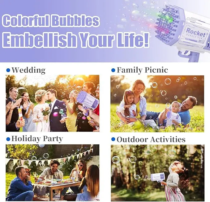 Christmas present  69 hole Rocket Bubble Machine Bubble Machine Kids Toys, Bubble Machine with Colorful Lights and Thousands Bubbles, Outdoor Toy Birthday Party Favors Gifts for Boys Girls , New Year Gifts, Birthday Gifts.