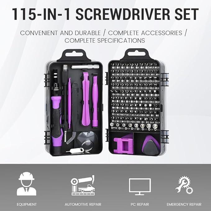 Precision Screwdriver Set for PC. 1 Set 115 in 1 Electronics Magnetic Repair Tools Kit with Case, Fall Gift, Screwdriver Set for Repairing Computer PC Cellphone Mobile Phone, Work Equipment for Men Torx Screwextractor
