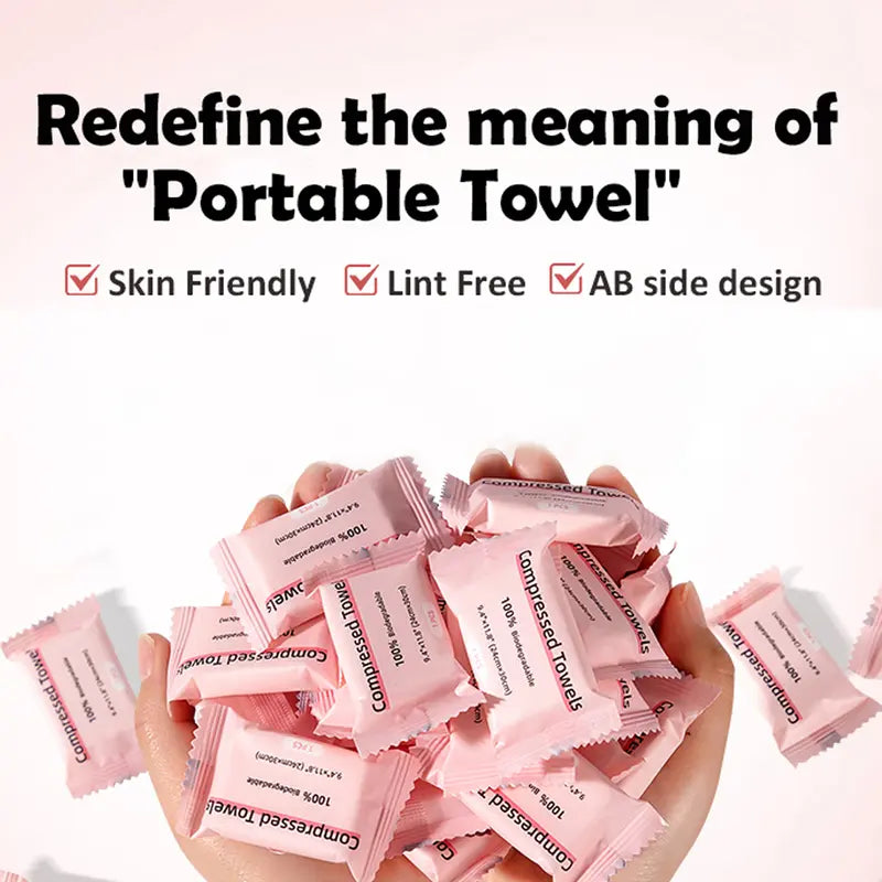 Compressed Towels Tablets Disposable Face Towels for Travel Camping Hiking 1 Pack 30 Count Size 9.4"x11.8"