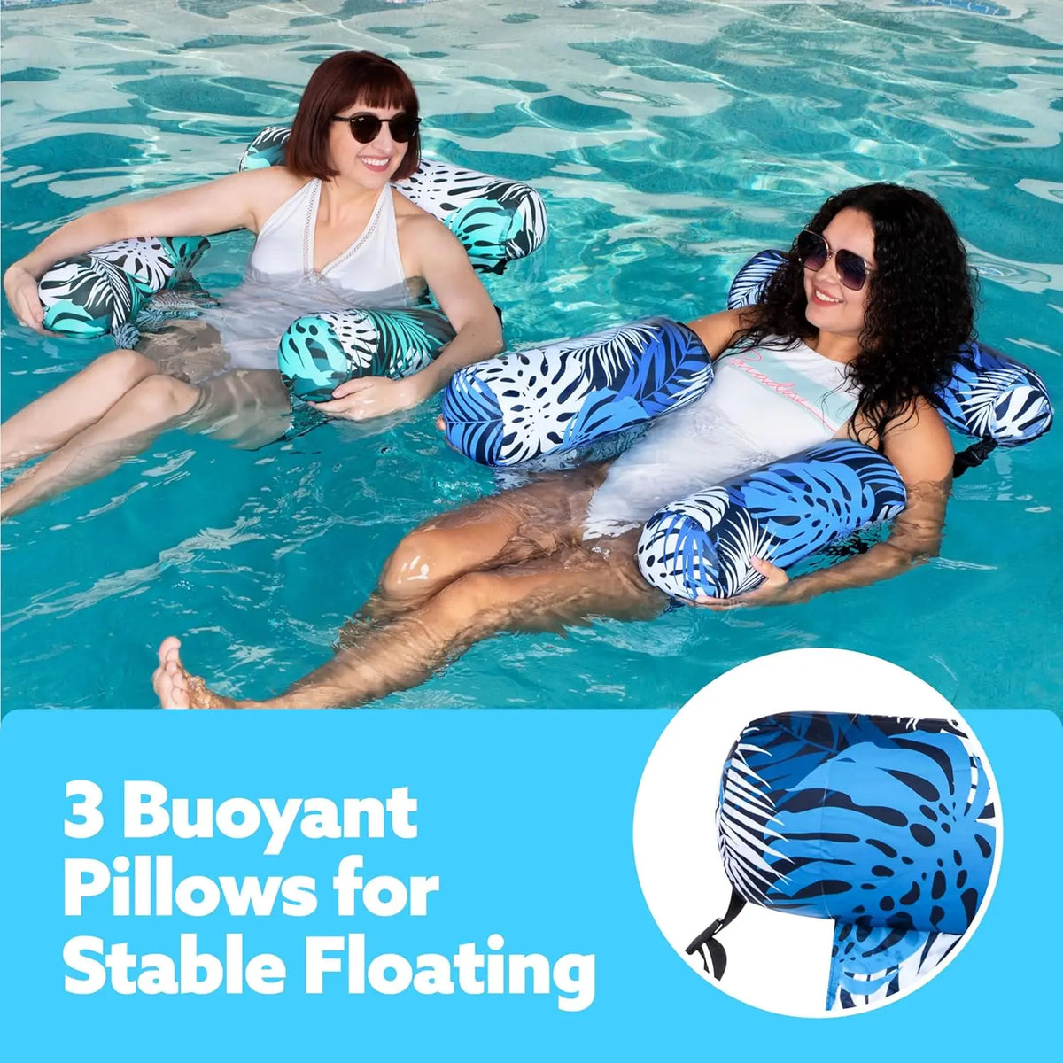 🪑 Cash on Delivery ☀️ Inflatable Pool Floats for Adults - 2-Pack Floating Lounge Chairs, Heavy-Duty Blow Up Pool Chair for Summer Beach & Lake Fun