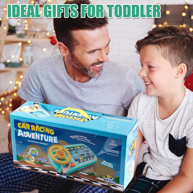 Racing Adventure Car Steering Wheel Toy for Kids Musical Driving Game Toddler Interactive Simulation Toy Educational Learning