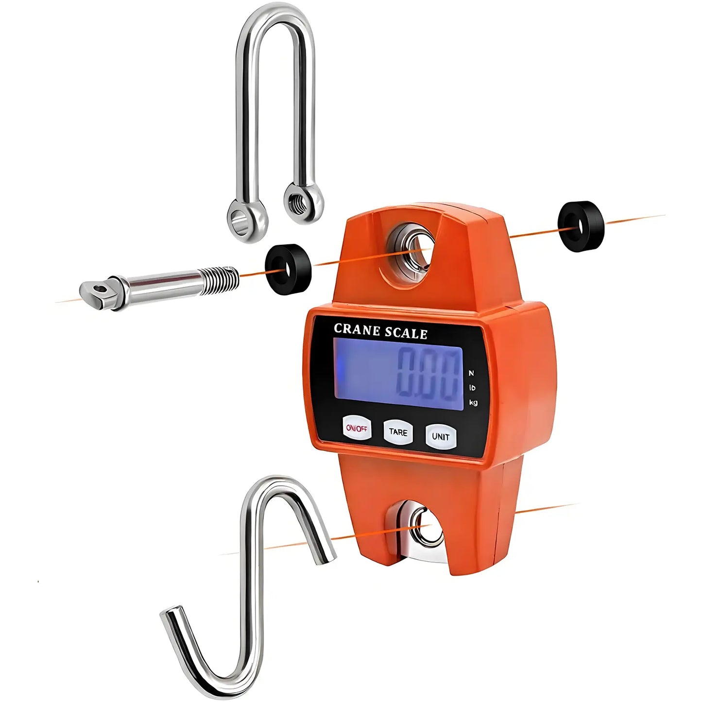 660LB/300KG Heavy Duty Digital Crane Scale - Industrial Compact LCD Metal Hanging Scale with Aluminum Body & Stainless Steel Hook for Garage, Farm, Hunting, Fishing & More (Orange) image 8