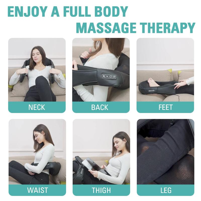 A neck and shoulder massager with heat pressing technology (gray back massage model) - a portable three-dimensional deep tissue kneading pillow for muscle relaxation, an excellent gift item. It enables you to relax your body and mind anytime and anywhere.