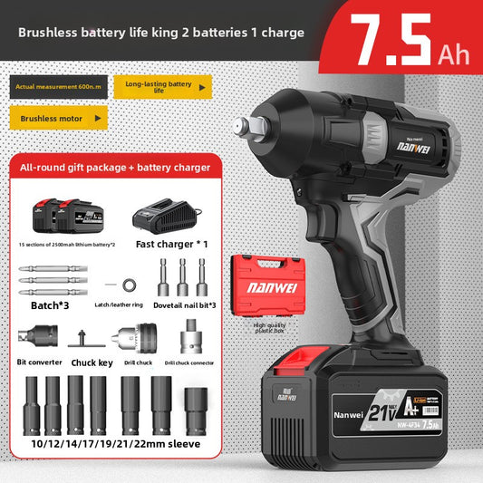 600N.m Cordless Impact Wrench, Cordless Impact with 2 * 4.0Mah, 3-IN-1 Electric Impact Wrench with 5 Sleeves, High Torque 1/2 Impact Wrench