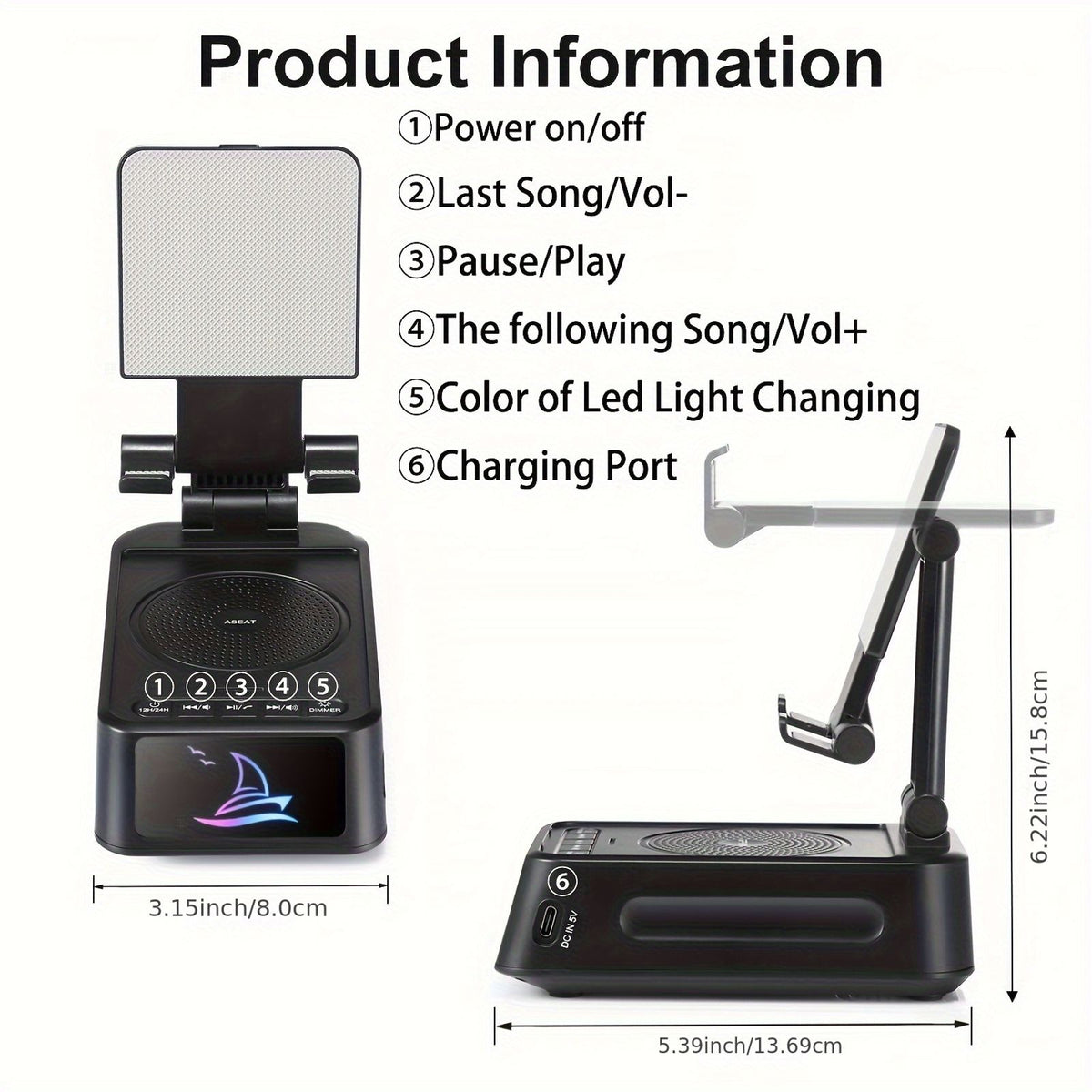 3 in 1 mobile phone stand led color ambient light wireless image 10