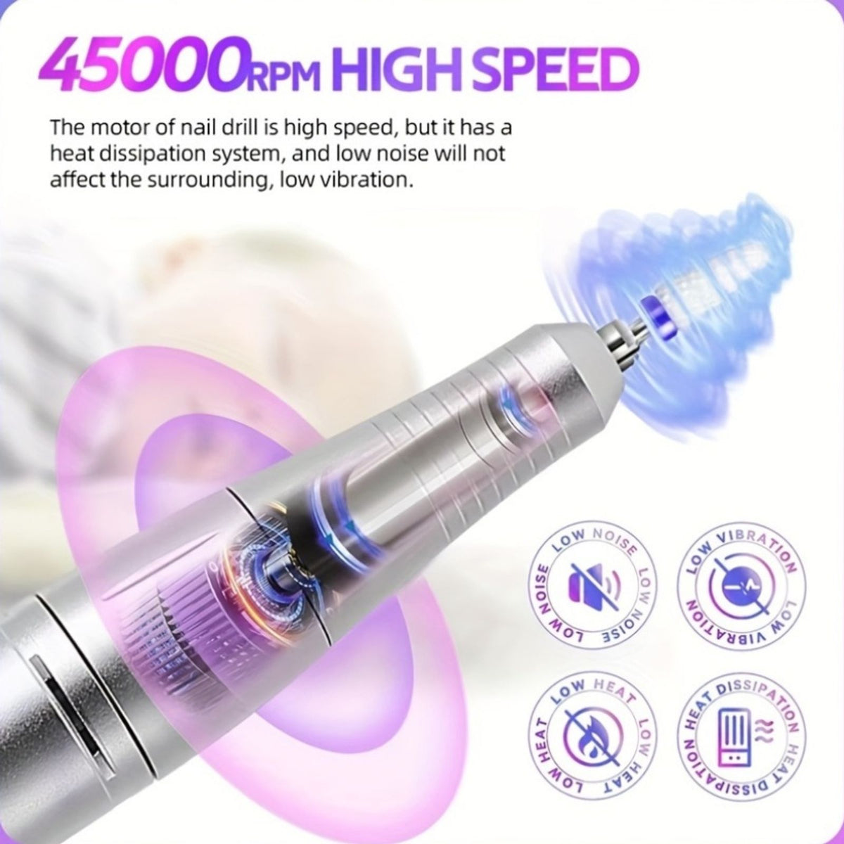 45000rpm rechargeable electric nail drill machine image 8