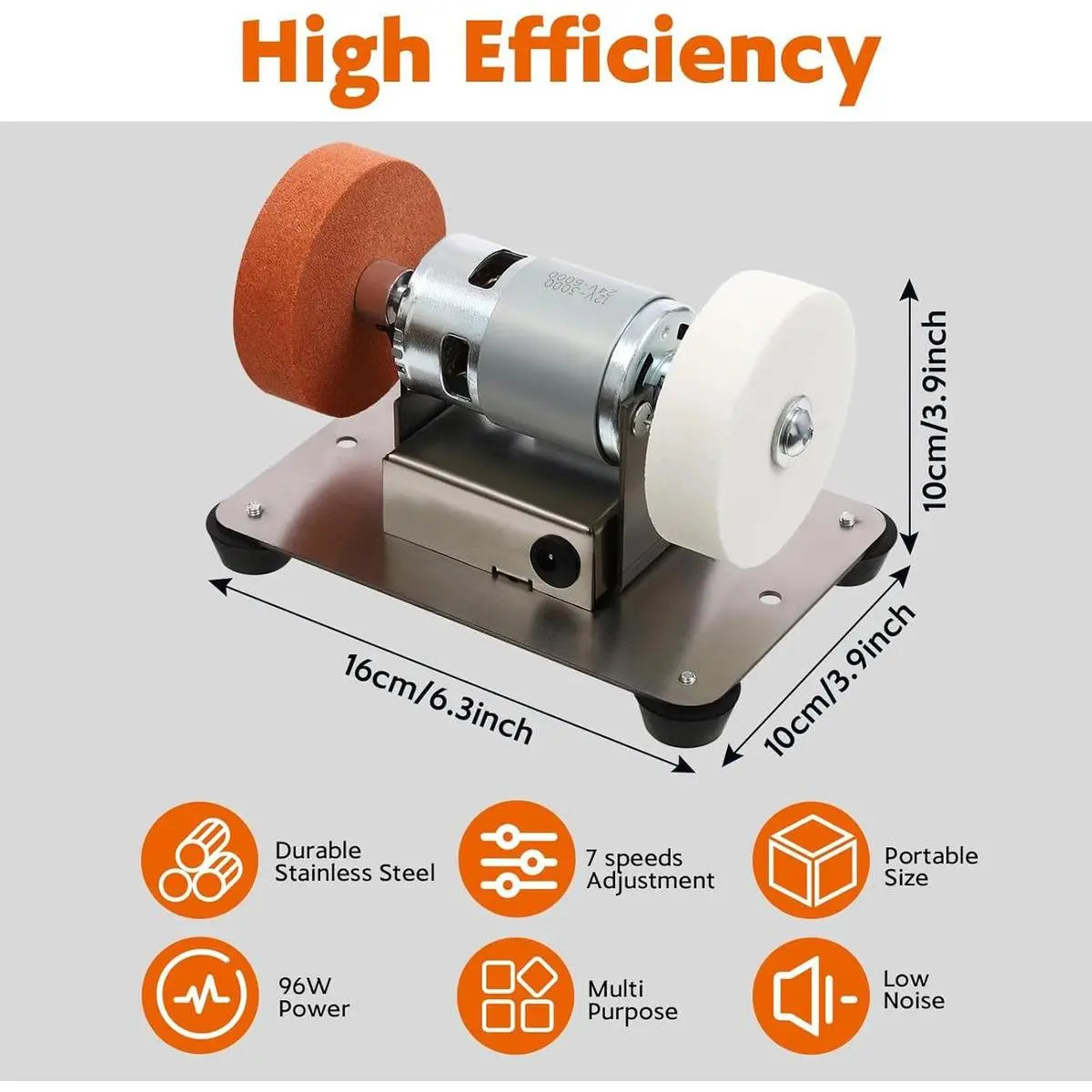 Mini Bench Grinder, Electric Benchtop Sander, Electric Multi-Purpose Grinding Machine, Polishing Grinding Machine Small Grinder for Woodworking Knife Making(6.3 * 3.9 * 3.9in) image 2