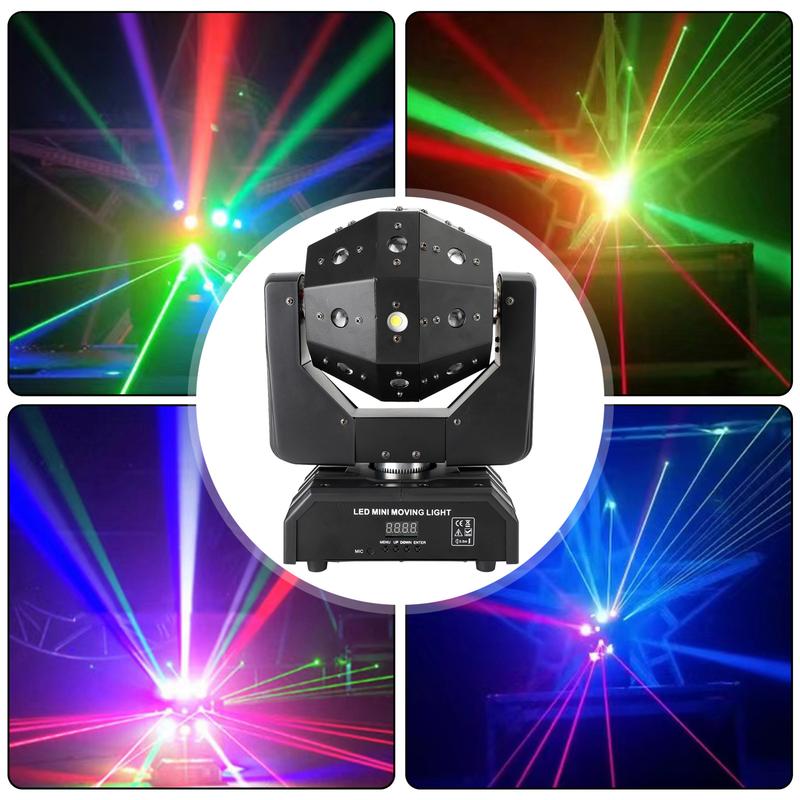RGBW 3In1 LED Laser Moving Head Stage Light DMX DJ Disco Party Effect Lighting