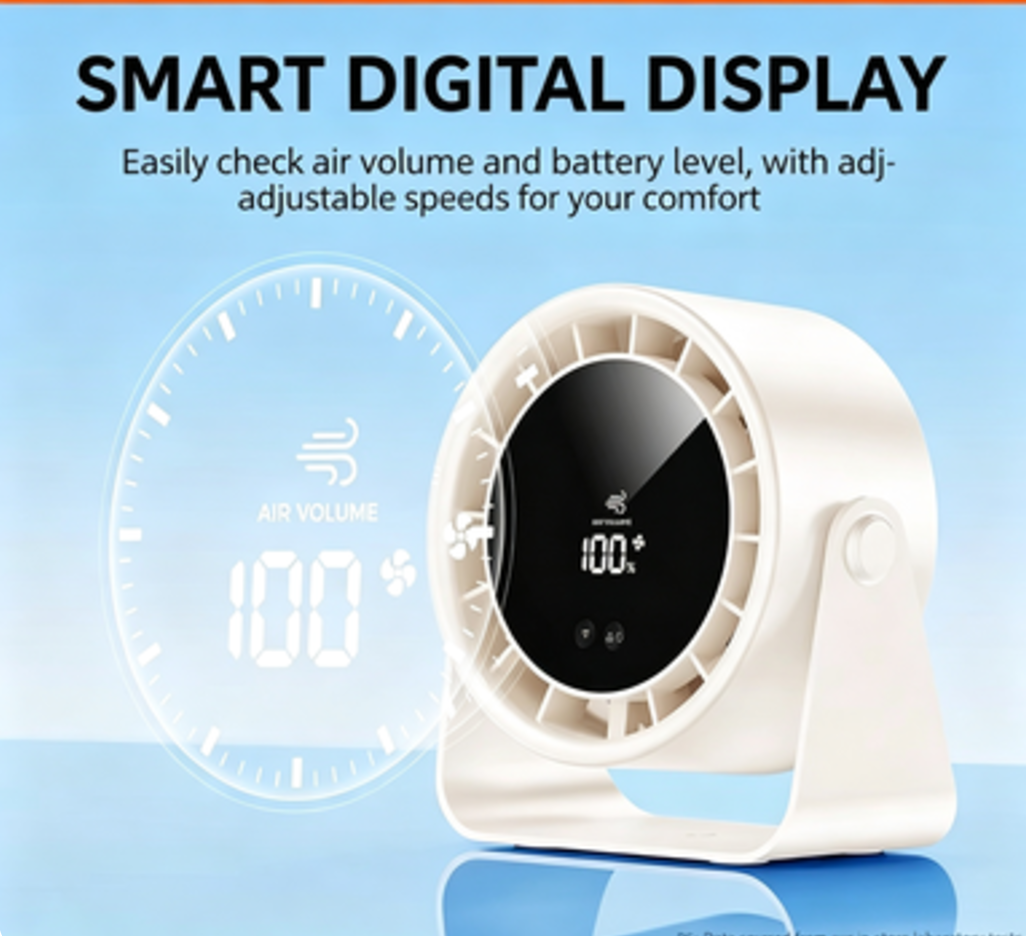 2-Pack Rechargeable Portable Clip on Fan-100-Speed Touch Control, LED Display, 360° Rotate Quiet Turbo Desk Fan, Small Battery Operated USB Fan for Stroller Bed Travel Camping Golf Gym