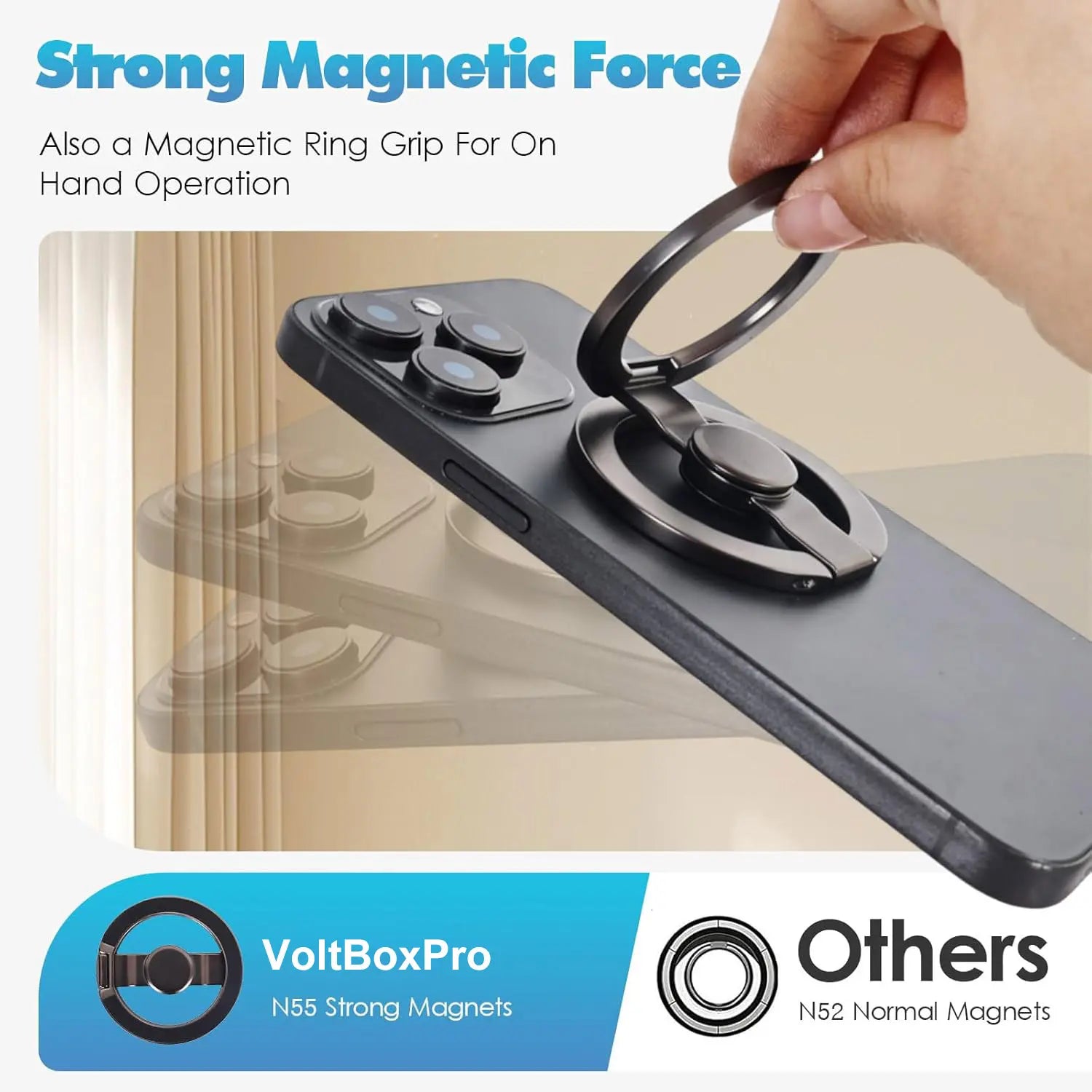 Magnetic Phone Stand & Fidget Spinner Combo, Dual Magnetic Ring Stand, Fidget Toys Adults, Foldable, 360° Rotation, Phone Holder Car, Desk Phone Stand, MagSafe Compatible, Stress Relief Accessory for Home/Office/Travel/Gym image 6