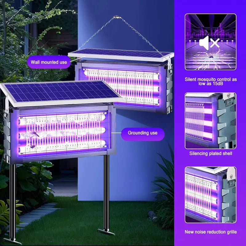 【DealsForYouDays】Solar Mosquito Killer Lamp Outdoor – 20W High-Power Waterproof Insect Zapper with 3 Tubes, Dual Charging, 6000mAh Battery for Garden, Yard, Farm, Patio,summerwins