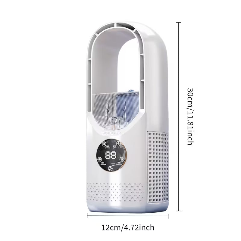 Portable USB Tower Bladeless Mini Fan – Mist Cooling, Touch Screen & Remote Control, 7-Colour LED Light, Timer & Auto Power Off, Quiet Design – Perfect for Office, Travel, Camping & Home Use