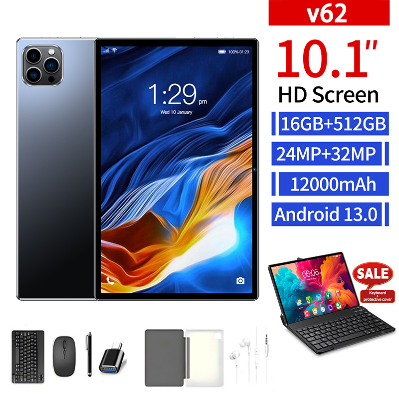 10.1-inch Android 10 version (can be upgraded to Android 14) - 2-in-1 portable device, equipped with keyboard, mouse, protective case, stylus, featuring 8GB RAM and 64GB storage space, equipped with dual cameras, suitable as a gift for students.