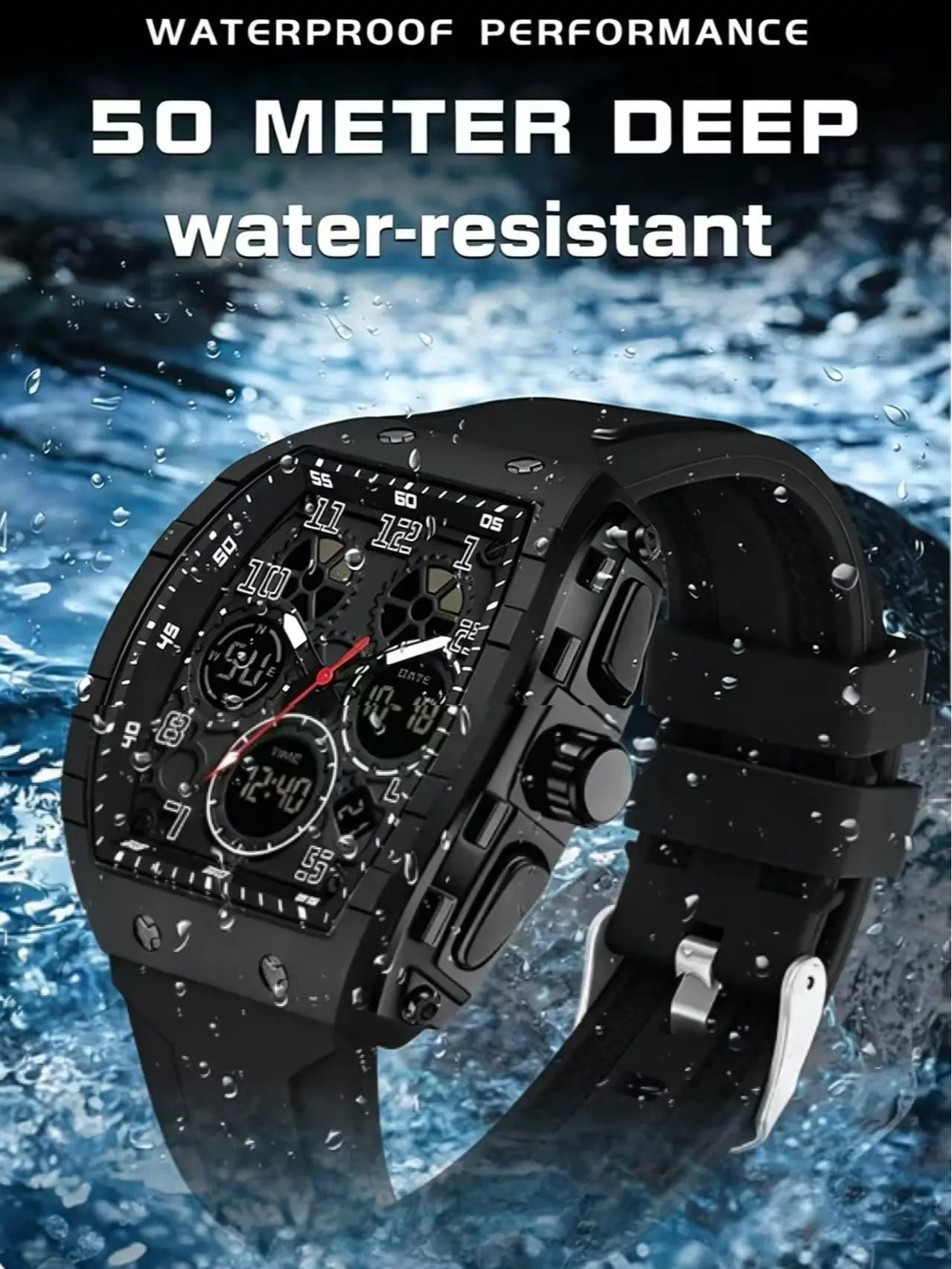findtime Men's Watch, New Electronic Watch, Digital Multifunctional, Fashionable And Versatile Alarm Clock, Men's Holiday Gift, Suitable for Outdoor Activities, Travel Timepiece, Stylish Wristwatch, Sleek Design Watch, Highquality Timepiece, Electronic image 5