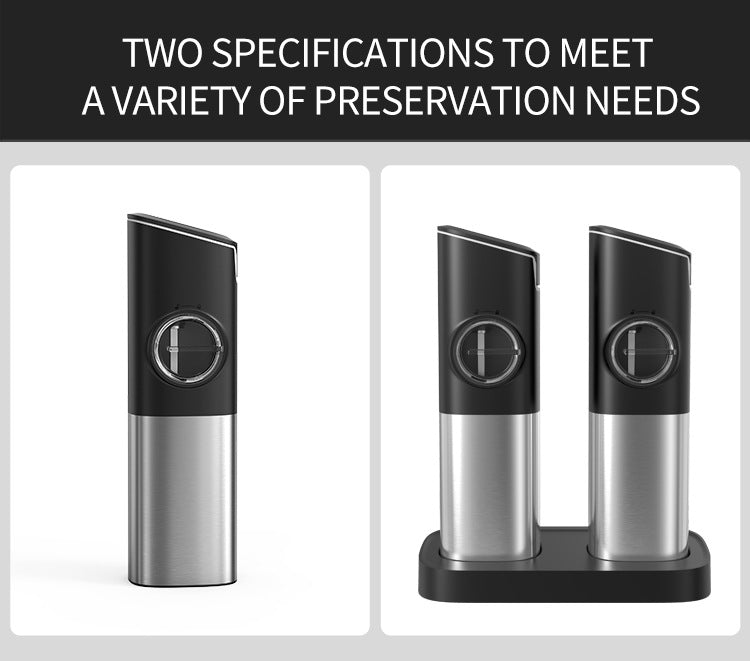 Electric Salt & Pepper Grinder Sets, 2pcs Rechargeable, Adjustable, Modern Stainless Steel Construction, Seasoning Auto Dust Lids, LED one-hand operation Kitchen Utensils