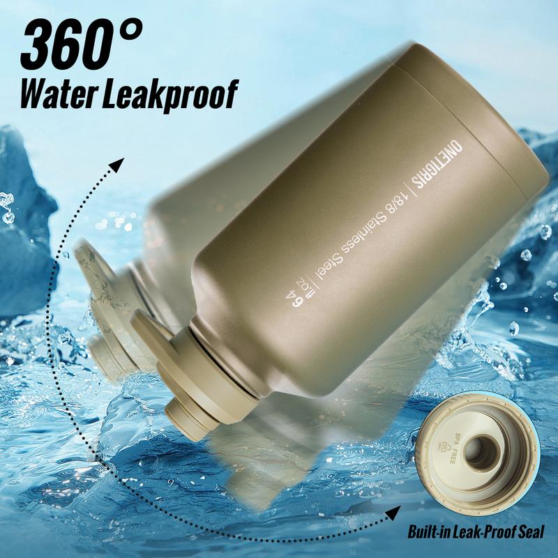 64oz Portable Cold & Hot Stainless Steel Water Bottle with Straw - Reusable Drinkware, Washable Tumbler, Perfect Gift for Dad & Mom Vacuum Insulated Flask Insulated Thermos