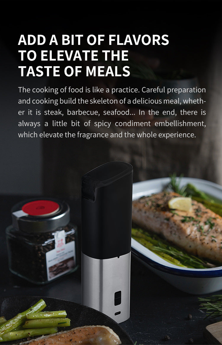 Electric Salt & Pepper Grinder Sets, 2pcs Rechargeable, Adjustable, Modern Stainless Steel Construction, Seasoning Auto Dust Lids, LED one-hand operation Kitchen Utensils
