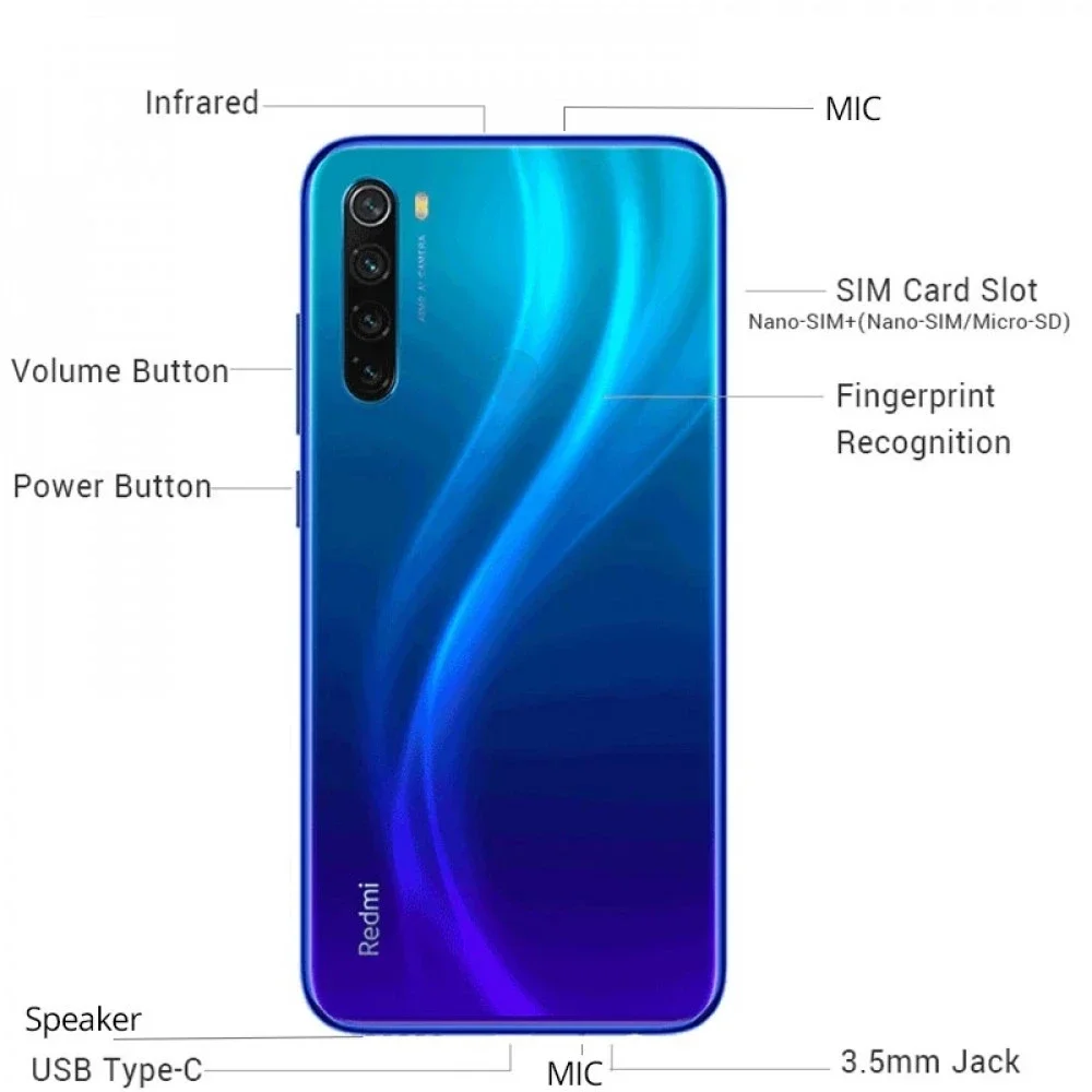 Global ROM Original Xiaomi Redmi Note 8 with Phone Case Original Phone Android 4000mAh Baterry Quad Cmaera 4G Smartphone