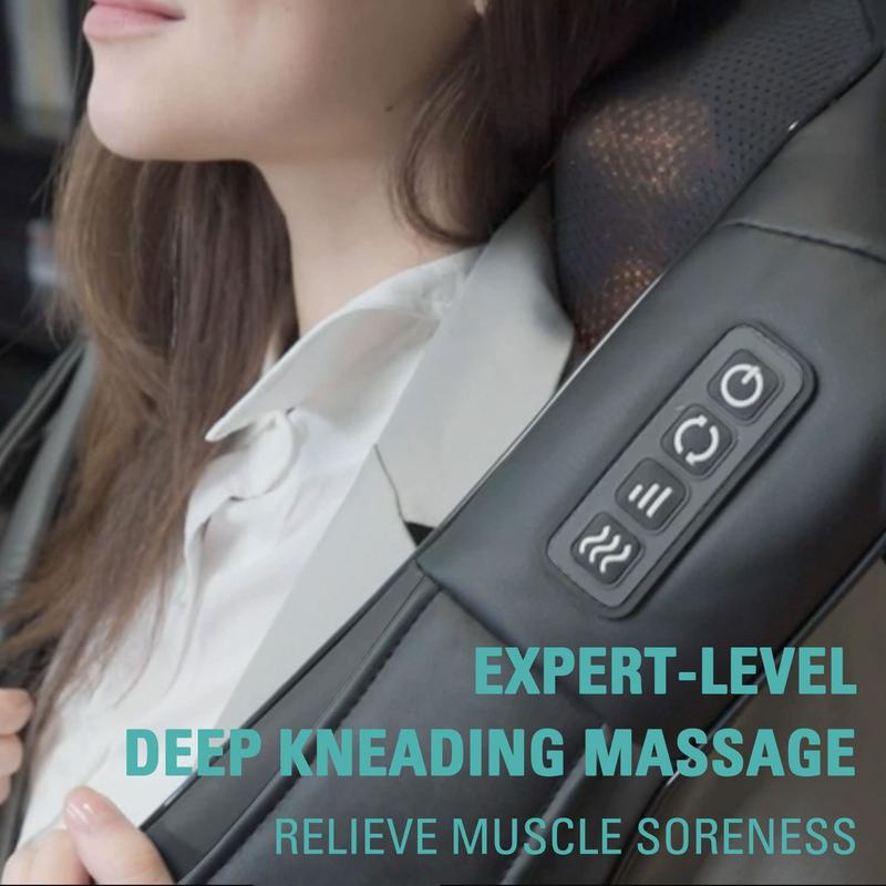 A neck and shoulder massager with heat pressing technology (gray back massage model) - a portable three-dimensional deep tissue kneading pillow for muscle relaxation, an excellent gift item. It enables you to relax your body and mind anytime and anywhere.