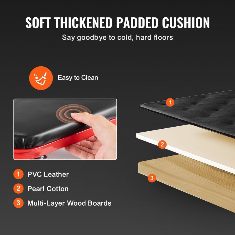 Foldable Z Garage Creeper, 36 in, 300 lbs Load Capacity Rolling Folding Mechanic Creeper Stool, with 6 Wheels Tool Tray Padded Seat Steel Frame, Lay Down or Sit Chair for Garage Shop or Home