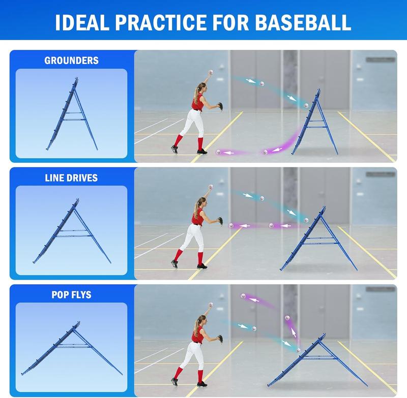 5x4FT Baseball Soccer Rebounder Pitchback Net with 2 x 6-Angle Quick Adjustments, Target Ribbon for Precision, Easy Quick Setup,Ideal for Volleyball Softball Lacrosse and Sport Training Football Equipment