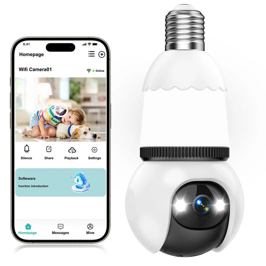 📹 Cash on Delivery ✈ Hawkray Socket-Mounted Light Bulb Cord Security Camera Tech Gadgets, 5G & 2.4GHz Wireless Indoor/Outdoor Home Camera, 360° Remote Viewing, Night Vision, Motion Detection, Real-Time Alerts, Audio, Easy Installation