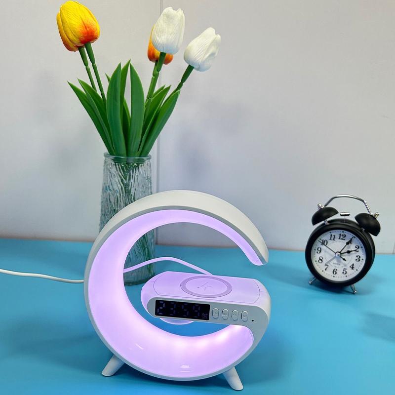 Night Light Lamp Multifunctional Wireless Speaker, Multifunctional Wireless Speaker with Alarm Clock, Wireless Charger Station Pad for iPhone, Samsung, Xiaomi, Huawei #TOP PICKS