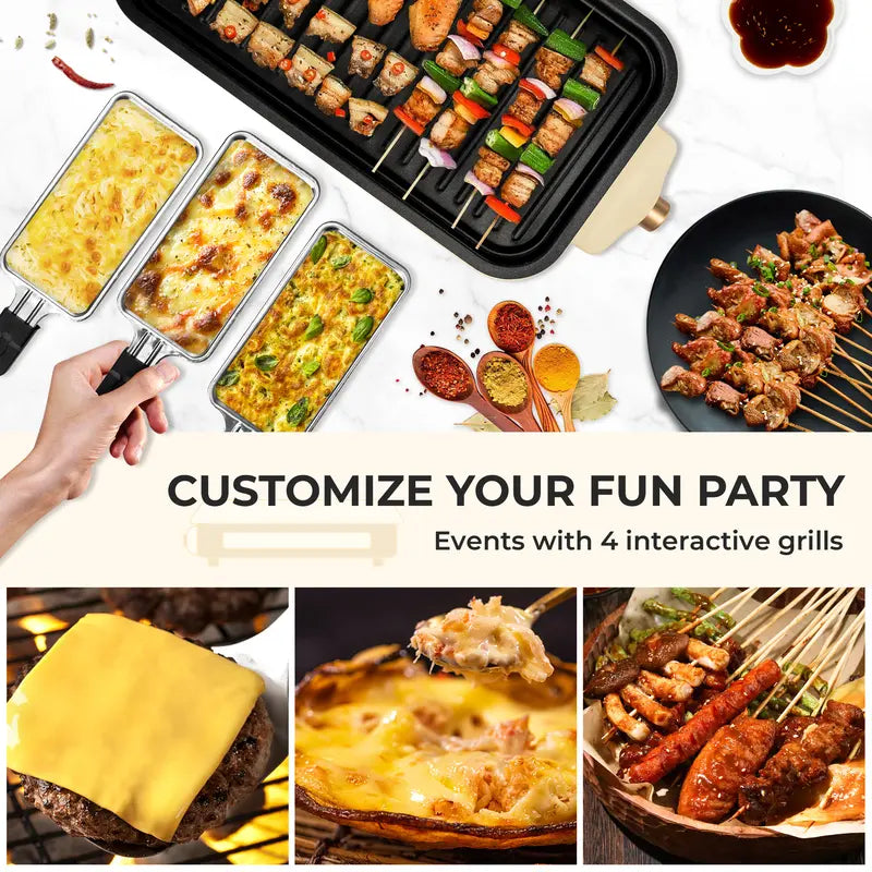 Electric Indoor Grill,2 in 1 Indoor Grills for Kitchen with Grill Net & Non-Stick Cooking Removable Plate, Temperature Control, Dishwasher Safe, 1500W Smokeless barbecue