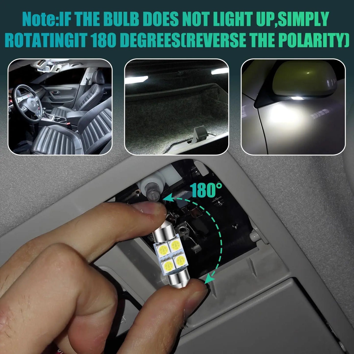 42 Pieces Interior Car Lights, Super Bright White Dome Map Tail Cab Lights Bulb Kit Set , DE3175 T10 31mm 41mm 194 LED Bulb for Your Trucks Width Lamp(White)