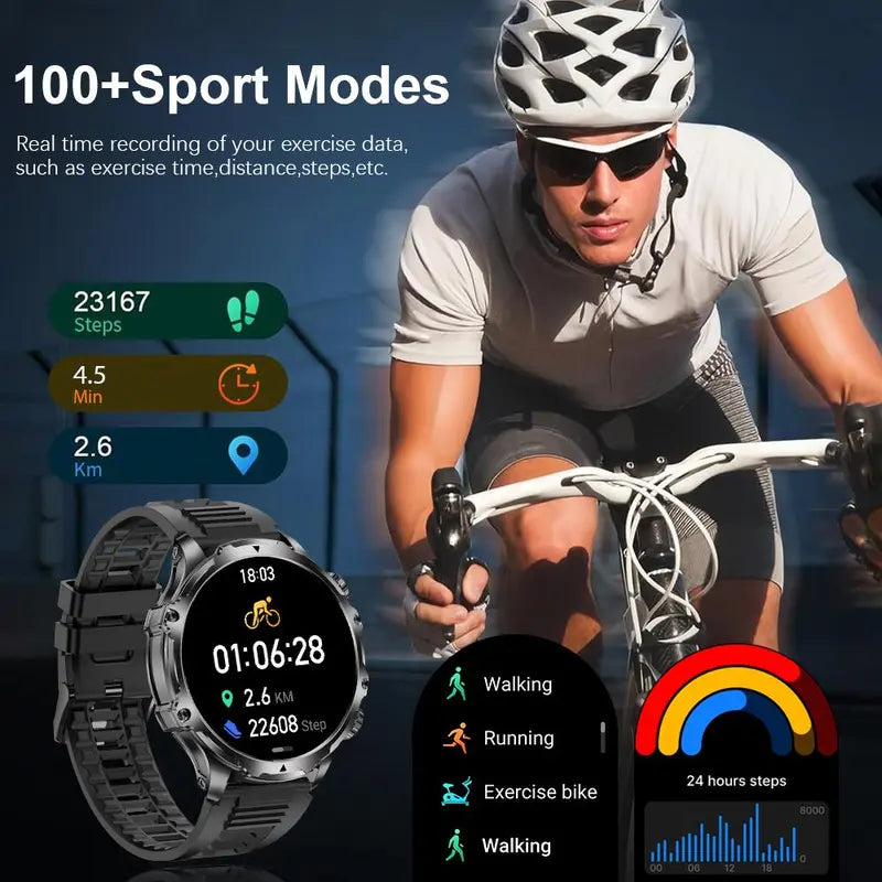 1.85 Inch Large Screen Smart Watch Answer/Make Calls Message Reminder,Multifunctional Waterproof Smart Watch, Fashionable Digital Watch with 1 Spare Silicone Watch Band, Watch with Multiple Sports Modes for Men