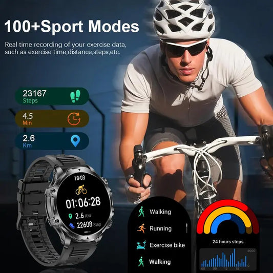 1.85 Inch Large Screen Smart Watch Answer/Make Calls Message Reminder,Multifunctional Waterproof Smart Watch, Fashionable Digital Watch with 1 Spare Silicone Watch Band, Watch with Multiple Sports Modes for Men