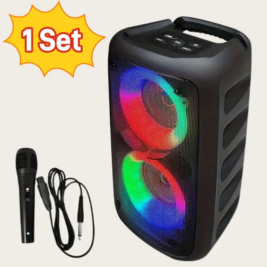 Premium Wireless Boombox Speaker - Large Stereo Sound, Built-in Microphone, Subwoofer, Party Speaker with Powerful Sound, Outdoor Party Speaker with Disco Light and Wireless Connectivity