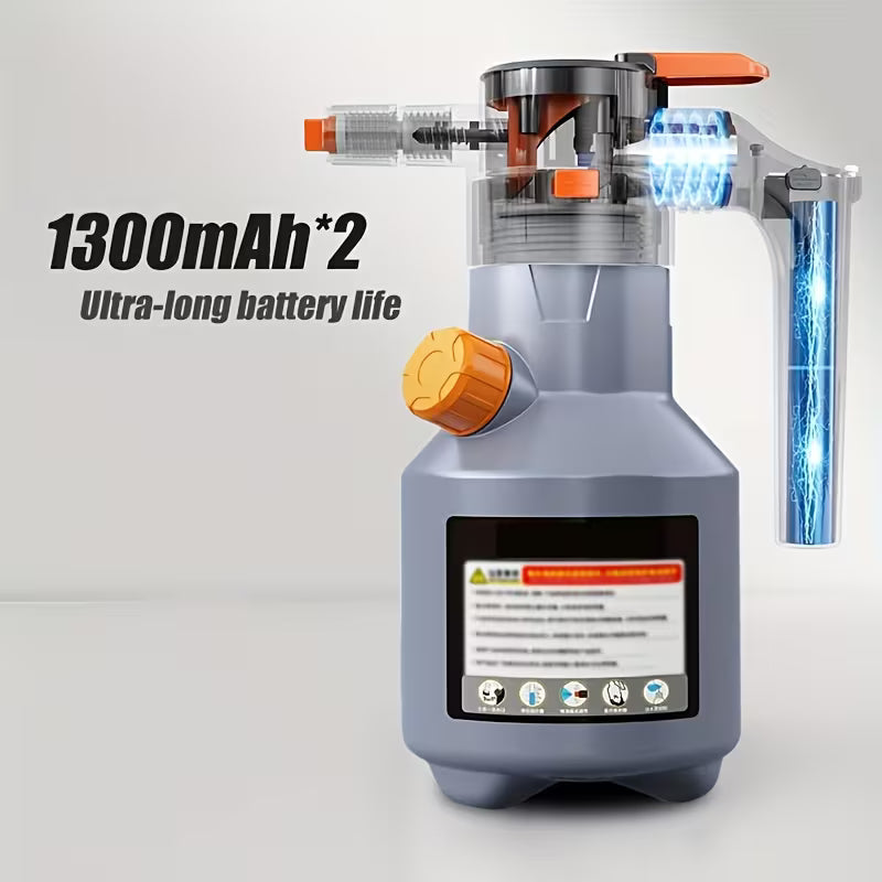 Electric Car Washing Foam Sprayer, Handheld High Pressure Spray Gun, 2L Large Capacity, 70° Wide Angle Nozzle, Long Lasting Battery, Multifunctional Foam Sprayer for Auto Detailing, Household Cleaning & Garden Watering